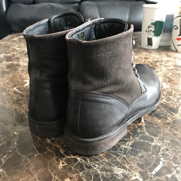 $215 Kurt Geiger Leather/Fabric Lace Up Boots